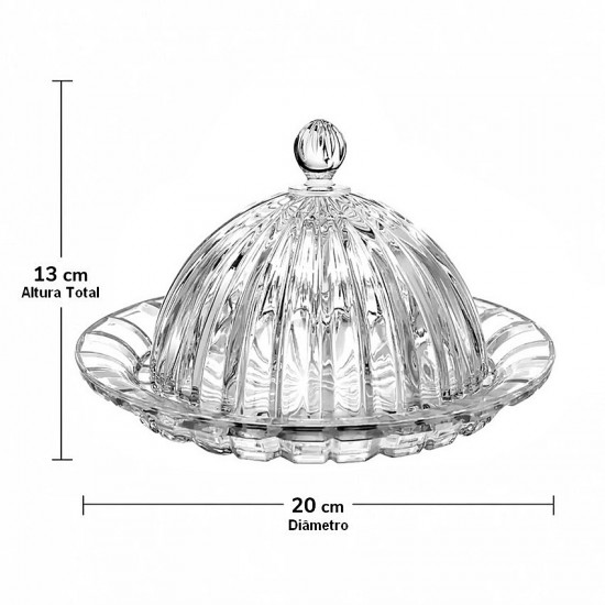 Queijeira De Vidro 20cm Por 13cm Em Vidro